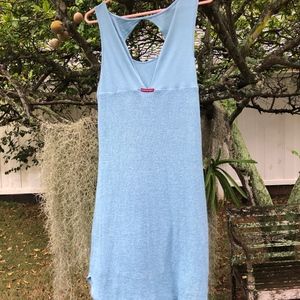 hard tail light blue open back tank midi dress